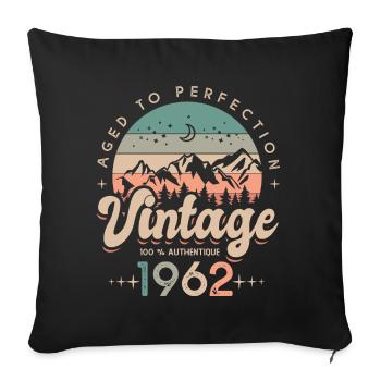 1962 Vintage anniversaire 60 ans - Housse de coussin décorative 45 x 45 cm - noir - Devant