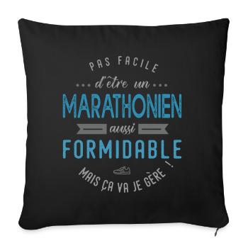 marathon marathonien formidable sport running - Housse de coussin décorative 45 x 45 cm - noir - Devant