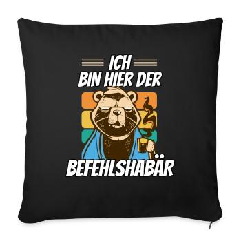 Chef und BefehlshaBÄR trinken Kaffee im Büro - Sofakissenbezug 45 x 45 cm - Schwarz - Vorne