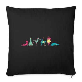 Chien chat lama paresseux , relaxation & méditation - Housse de coussin décorative 45 x 45 cm - noir - Devant