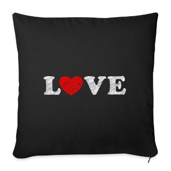 Griffonnage de cœur d’amour - Housse de coussin décorative 45 x 45 cm - noir - Devant