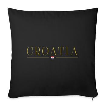 J’aime la Croatie, T-shirt design de style élégance - Housse de coussin décorative 45 x 45 cm - noir - Devant