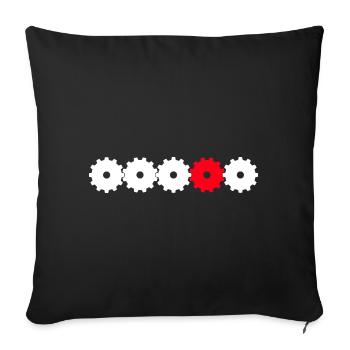 Gears in white and red - Sofa pillowcase 17,3'' x 17,3'' (45 x 45 cm) - black - Front