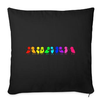 rangée colorée de corbeaux d’oiseaux - Housse de coussin décorative 45 x 45 cm - noir - Devant