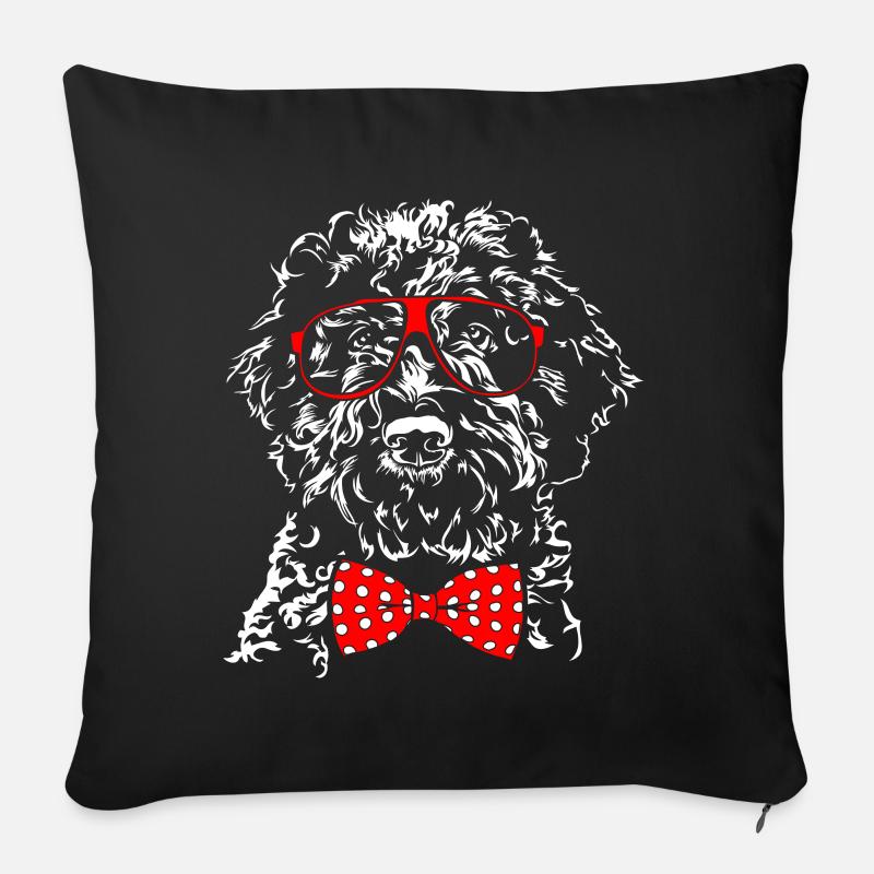 Sweet LAGOTTO ROMAGNOLO Young Wilsigns chiens chiens - Housse de coussin décorative 45 x 45 cm - noir