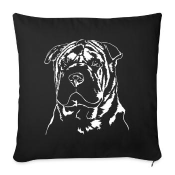 SHAR PEI Portrait Portrait de chien de Wilsign - Housse de coussin décorative 45 x 45 cm - noir - Devant