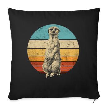 Suricate rétro vintage - Housse de coussin décorative 45 x 45 cm - noir - Devant