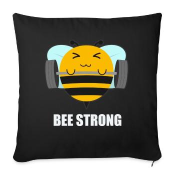 Be Strong Bee Weightlifting Fitness Gym Workout - Sofa pillowcase 17,3'' x 17,3'' (45 x 45 cm) - black - Front