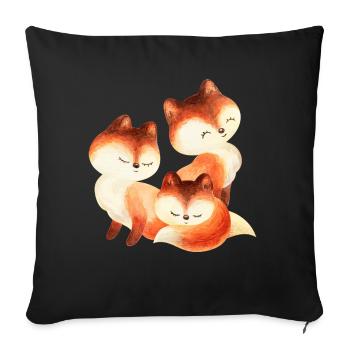 Fox foxes foxy forest animal cute red fox cute - Sofa pillowcase 17,3'' x 17,3'' (45 x 45 cm) - black - Front
