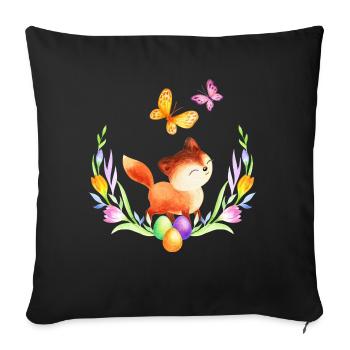 Easter fox spring spring flowers nature spring - Sofa pillowcase 17,3'' x 17,3'' (45 x 45 cm) - black - Front