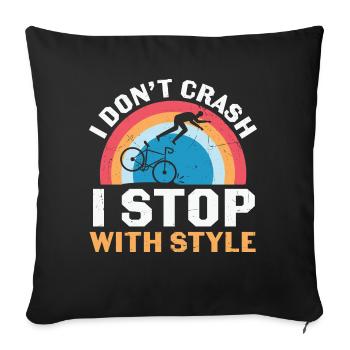Drôle de cyclisme je ne m’écrase pas je m’arrête avec style - Housse de coussin décorative 45 x 45 cm - noir - Devant