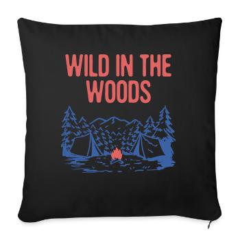 Wild in the Woods Camping Forest Camper Woodland - Sofa pillowcase 17,3'' x 17,3'' (45 x 45 cm) - black - Front