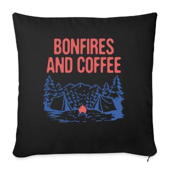 Feux de joie et café Camping Amateur de café Camper - Housse de coussin décorative 45 x 45 cm - noir - Devant