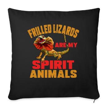 Lézard à collier Lézard à cou froncé Reptile Herpétologiste - Housse de coussin décorative 45 x 45 cm - noir - Devant