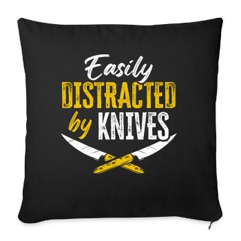 Butcher Knife Knife Knife Collector - Sofa pillowcase 17,3'' x 17,3'' (45 x 45 cm) - black - Front