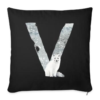 V – decorative character – winter - Sofa pillowcase 17,3'' x 17,3'' (45 x 45 cm) - black - Front