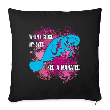 I dream of manatee and dugong - Sofa pillowcase 17,3'' x 17,3'' (45 x 45 cm) - black - Front