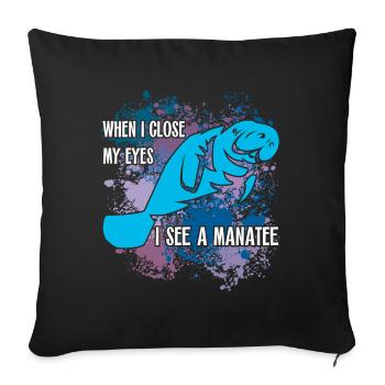 I dream of manatee and dugong - Sofa pillowcase 17,3'' x 17,3'' (45 x 45 cm) - black - Front