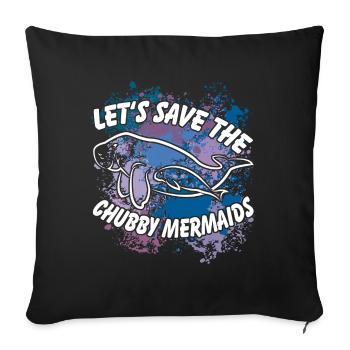 Let's save the manatees - Sofa pillowcase 17,3'' x 17,3'' (45 x 45 cm) - black - Front