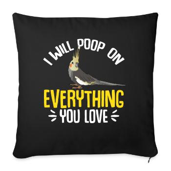 Cockatiel Cockatiel Cockatoo Perroquet Oiseau Cadeau - Housse de coussin décorative 45 x 45 cm - noir - Devant