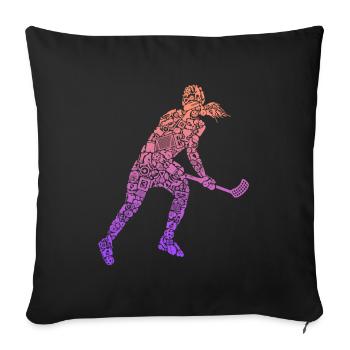 Floorball Player Floorballer Women Floorball - Sofa pillowcase 17,3'' x 17,3'' (45 x 45 cm) - black - Front