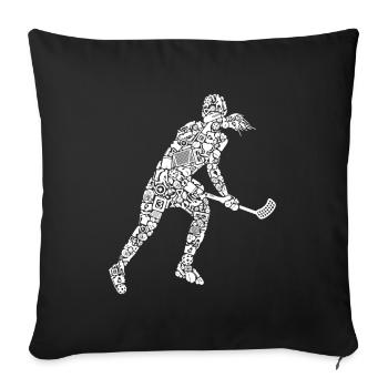 Floorball Symbols Floorballer Girls Floorball - Sofa pillowcase 17,3'' x 17,3'' (45 x 45 cm) - black - Front