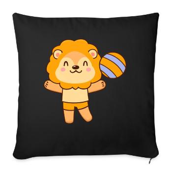 Volleyball jouant au lion - Housse de coussin décorative 45 x 45 cm - noir - Devant