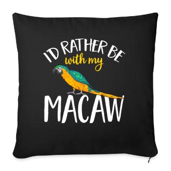 Ara à poitrine jaune, perroquet, bleu et ara, jaune - Housse de coussin décorative 45 x 45 cm - noir - Devant