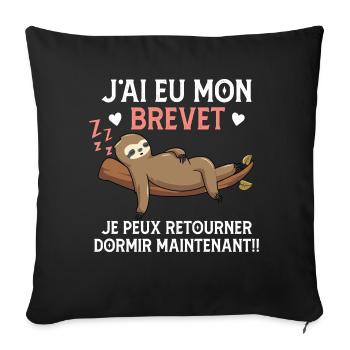 j'ai eu Mon Brevet des Collège Drôle Graduation - Housse de coussin décorative 45 x 45 cm - noir - Devant