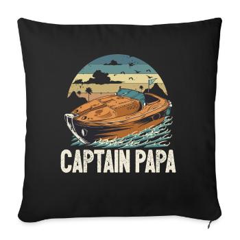 Captain Papa Pontoon King Motorboat Owner - Sofa pillowcase 17,3'' x 17,3'' (45 x 45 cm) - black - Front
