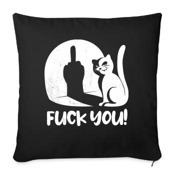Fuck you Katze Mittelfinger Spruch - Sofakissenbezug 45 x 45 cm - Schwarz - Vorne