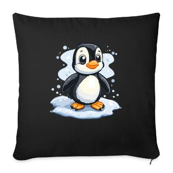 Cute Penguin Ice Floe Kids Gift for Baby - Sofa pillowcase 17,3'' x 17,3'' (45 x 45 cm) - black - Front
