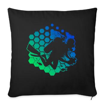 Plongée sous-marine Plongeur Plongée sous-marine Plongée sous-marine - Housse de coussin décorative 45 x 45 cm - noir - Devant