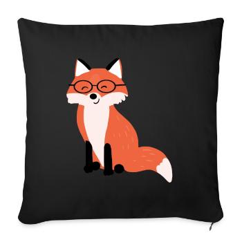 Brillen-Fuchs Cartoon Motiv - Sofakissenbezug 45 x 45 cm - Schwarz - Vorne