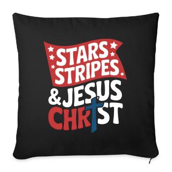 American Believer Christian July 4th Jesus - Sofa pillowcase 17,3'' x 17,3'' (45 x 45 cm) - black - Front