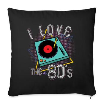 J'aime le cadeau de platine de 80 ans - Housse de coussin décorative 45 x 45 cm - noir - Devant