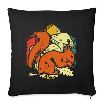 Squirrel autumn mushrooms - Sofa pillowcase 17,3'' x 17,3'' (45 x 45 cm) - black - Front