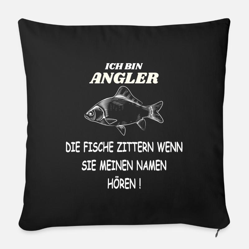 ICH BIN ANGLER... - Sofakissenbezug 45 x 45 cm - Schwarz