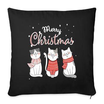 Cats, Christmas kitty, Christmas cat, Cats - Sofa pillowcase 17,3'' x 17,3'' (45 x 45 cm) - black - Front