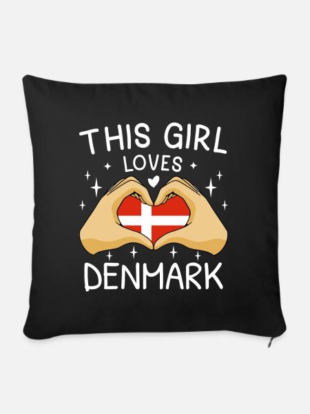 Dänemark Flagge Skandinavien Dänische Flagge Herz - Pudebetræk 45 x 45 cm - sort