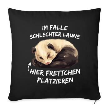 Süßes Frettchen Spruch Im Falle Schlechter Laune - Sofakissenbezug 45 x 45 cm - Schwarz - Vorne