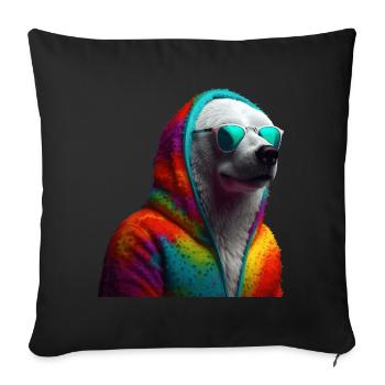 Polar Bear with Sunglasses Colorful Cool Polar Bear - Sofa pillowcase 17,3'' x 17,3'' (45 x 45 cm) - black - Front