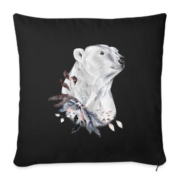 Eisbärenporträt verziert mit Weihnachtspflanze - Sofakissenbezug 45 x 45 cm - Schwarz - Vorne