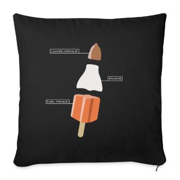 Rocket Ice | Glace, fusée, images drôles - Housse de coussin décorative 45 x 45 cm - noir - Devant