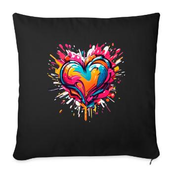 Heart of colored paintings - Sofa pillowcase 17,3'' x 17,3'' (45 x 45 cm) - black - Front