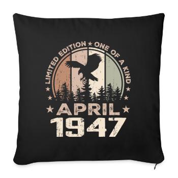 Incomparable since April 1947, 77th Anniversary - Sofa pillowcase 17,3'' x 17,3'' (45 x 45 cm) - black - Front
