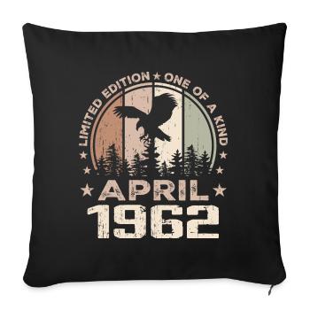 Incomparable since April 1962, 62nd Anniversary - Sofa pillowcase 17,3'' x 17,3'' (45 x 45 cm) - black - Front