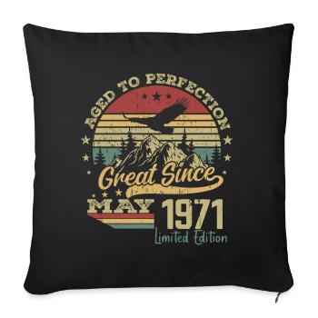 53 ans Vieilli à la Perfection né en mai 1971 - Housse de coussin décorative 45 x 45 cm - noir - Devant