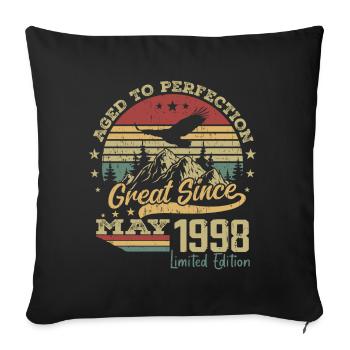 26 years old Aged to Perfection born in May 1998 - Sofa pillowcase 17,3'' x 17,3'' (45 x 45 cm) - black - Front