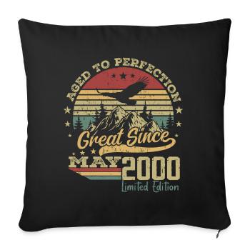 24 years old Aged to Perfection born in May 2000 - Sofa pillowcase 17,3'' x 17,3'' (45 x 45 cm) - black - Front